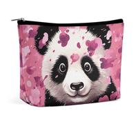 GHBNK Cosmetic Bag Portable Toiletry Bag Red Lips Kiss Travel Makeup Bag Beauty Makeup Organizer Lipstick Bag for Women, Pink Panda Cotton, One Size