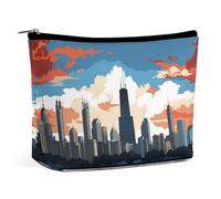 GHBNK Cosmetic Bag Portable Toiletry Bag Red Lips Kiss Travel Makeup Bag Beauty Makeup Organizer Lipstick Bag for Women, Chicago Skyline, One Size