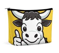 GHBNK Cosmetic Bag Portable Toiletry Bag Santa Hat Gift And Merry Christmas Travel Makeup Bag Beauty Makeup Organizer Lipstick Bag for Women, Cow Giving Thumbs Up, One Size