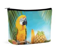 GHBNK Cosmetic Bag Portable Toiletry Bag Space Planet Earth Travel Makeup Bag Beauty Makeup Organizer Lipstick Bag for Women, Summer Parrot Pineapple Birds, One Size