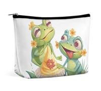 GHBNK Cosmetic Bag Portable Toiletry Bag Sunset Cityscape Travel Makeup Bag Beauty Makeup Organizer Lipstick Bag for Women, Two Frogs Eating Cake, One Size