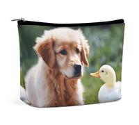 GHBNK Cosmetic Bag Portable Toiletry Bag Two Mallard Ducks Travel Makeup Bag Beauty Makeup Organizer Lipstick Bag for Women, dog and a duck, One Size