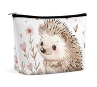 GHBNK Cosmetic Bag Portable Toiletry Bag Visual Illusion Travel Makeup Bag Beauty Makeup Organizer Lipstick Bag for Women, Hedgehog Sitting on Top, One Size