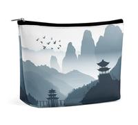 GHBNK Cosmetic Bag Portable Toiletry Bag Visual Illusion Travel Makeup Bag Beauty Makeup Organizer Lipstick Bag for Women, Chinese Style Landscape, One Size