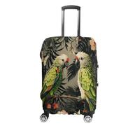 GHBNK Couple Parrots Olive Luggage Cover, Couple Parrots Olive Design Suitcase Protector, Personalized Stretchable Washable Travel Sleeve for 19-32 Inch Luggage X-Large, white, L, Couple Parrots Olive