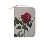 GHBNK Credit Card Holder A Blooming Red Rose Credit Card Wallets for Women Business Card Organizer Card Holder Wallet Small Coin Purse Soft PU Card Case Holder with Zipper, style, 16x11.5cm