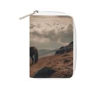 GHBNK Credit Card Holder Horse Grazing on The Mountain Credit Card Wallets for Women Business Card Organizer Card Holder Wallet Small Coin Purse Soft PU Card Case Holder with Zipper, style, 16x11.5cm