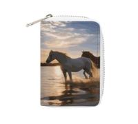 GHBNK Credit Card Holder Sunsets Lake Horses Credit Card Wallets for Women Business Card Organizer Card Holder Wallet Small Coin Purse Soft PU Card Case Holder with Zipper, style, 16x11.5cm