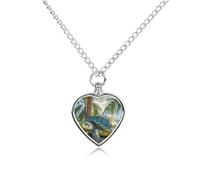 GHBNK Cremation Necklace for Ashes Big Turtle And Palm Trees Pet Urn Necklace 27.6" Adjustable Chain Memorial Dog Cat Jewelry Keepsake with Filling Kit Sympathy Gift