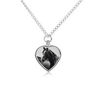 GHBNK Cremation Necklace for Ashes Black White Horses Pet Urn Necklace 27.6" Adjustable Chain Memorial Dog Cat Jewelry Keepsake with Filling Kit Sympathy Gift