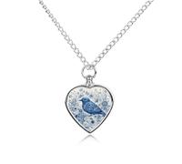 GHBNK Cremation Necklace for Ashes Bluebird And Flowers Pet Urn Necklace 27.6" Adjustable Chain Memorial Dog Cat Jewelry Keepsake with Filling Kit Sympathy Gift