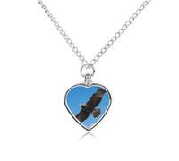 GHBNK Cremation Necklace for Ashes Eagle in The Sky Pet Urn Necklace 27.6" Adjustable Chain Memorial Dog Cat Jewelry Keepsake with Filling Kit Sympathy Gift