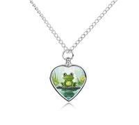 GHBNK Cremation Necklace for Ashes Frog in A Pond Pet Urn Necklace 27.6" Adjustable Chain Memorial Dog Cat Jewelry Keepsake with Filling Kit Sympathy Gift