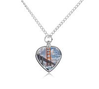 GHBNK Cremation Necklace for Ashes Golden Gate Bridge Pet Urn Necklace 27.6" Adjustable Chain Memorial Dog Cat Jewelry Keepsake with Filling Kit Sympathy Gift
