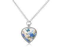 GHBNK Cremation Necklace for Ashes Hydrangeas Daisies Butterflies Pet Urn Necklace 27.6" Adjustable Chain Memorial Dog Cat Jewelry Keepsake with Filling Kit Sympathy Gift