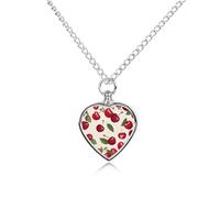 GHBNK Cremation Necklace for Ashes Red Cherry Pattern Pet Urn Necklace 27.6" Adjustable Chain Memorial Dog Cat Jewelry Keepsake with Filling Kit Sympathy Gift