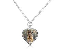 GHBNK Cremation Necklace for Ashes Running German Shepherd Dog Pet Urn Necklace 27.6" Adjustable Chain Memorial Dog Cat Jewelry Keepsake with Filling Kit Sympathy Gift