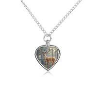 GHBNK Cremation Necklace for Ashes Sika Deer Pet Urn Necklace 27.6" Adjustable Chain Memorial Dog Cat Jewelry Keepsake with Filling Kit Sympathy Gift