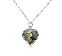GHBNK Cremation Necklace for Ashes Toucan in The Rainforest Pet Urn Necklace 27.6" Adjustable Chain Memorial Dog Cat Jewelry Keepsake with Filling Kit Sympathy Gift