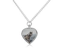 GHBNK Cremation Necklace for Ashes Wolf on The Mountain Pet Urn Necklace 27.6" Adjustable Chain Memorial Dog Cat Jewelry Keepsake with Filling Kit Sympathy Gift