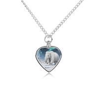 GHBNK Cremation Necklace for Ashes Woolly Mammoth on Tundra Pet Urn Necklace 27.6" Adjustable Chain Memorial Dog Cat Jewelry Keepsake with Filling Kit Sympathy Gift