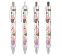 GHBNK Cupcake Pattern Ballpoint Pens Retractable Ball Point Pens Black Ink 0.5mm Fine Point Smooth Writing Pen Office Supplies 4 PCS
