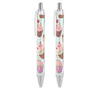 GHBNK Cupcake Pattern Ballpoint Pens Retractable Ball Point Pens Black Ink 0.5mm Fine Point Smooth Writing Pen Office Supplies 2 PCS