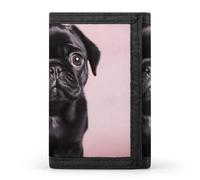 GHBNK Cute Black Pug Small Wallet Trifold Wallets Purse with 1 Cash Compartment And 8 Card Slots Money Clip