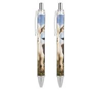 GHBNK Cute Goat Ballpoint Pens Retractable Ball Point Pens Black Ink 0.5mm Fine Point Smooth Writing Pen Office Supplies 2 PCS