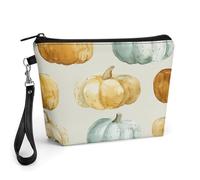 GHBNK Cyan And Light Beige Makeup Bag Wide-Open Travel Bag Organizer for Toiletry Make Up Cosmetic Waterproof Portable Zipper Pouch Purse Lightweight Small Makeupbag Gift for Women