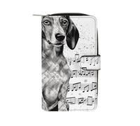 GHBNK Dachshund Music Notes Wallet for Men Women PU Leather Wallet Long Wallets Bifold Wallets with 12 Card Holder