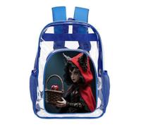 GHBNK Dark Little Red Riding Clear Backpack Large PVC Transparent Bag Laptop Sleeve See Through Casual Backpacks, Blue, 43X32.5cm, Daypack Backpacks