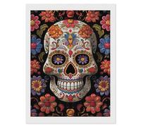 GHBNK Diamond Painting Kit for Adults Sugar Skulls DIY Art Craft, 12"x16" Diamond Painting Home Decor, Canvas Art Creative DIY Paintings Kit for Stress Relief Arts Project