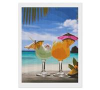 GHBNK Diamond Painting Square Kit DIY Art Craft Tropical Beach Drink Home Decor Canvas Art Creative DIY Painting Kit DIY Diamond Art Craft for Stress Relief Art Project 12"x16"