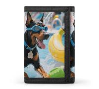 GHBNK Doberman Pool Blitz Small Wallet Trifold Wallets Purse with 1 Cash Compartment And 8 Card Slots Money Clip