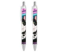 GHBNK Domestic Cat Ballpoint Pens Retractable Ball Point Pens Black Ink 0.5mm Fine Point Smooth Writing Pen Office Supplies 2 PCS