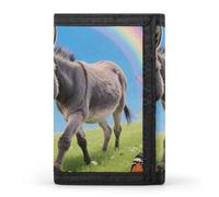 GHBNK Donkey & Butterflies (Rainbow) Small Wallet Trifold Wallets Purse with 1 Cash Compartment And 8 Card Slots Money Clip