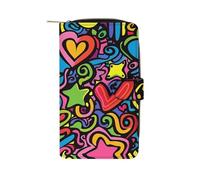 GHBNK Doodles And Lines Wallet for Men Women PU Leather Wallet Long Wallets Bifold Wallets with 12 Card Holder