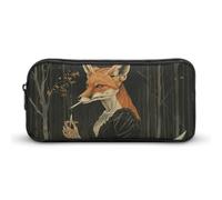 GHBNK Elegant Fox Lady Pencil Case Holder Large Capacity Pencil Pouch - Holds 60+ Pens, Slim Pen Bag with Zipper Cosmetic Makeup Bag & Travel Toiletry Organizer