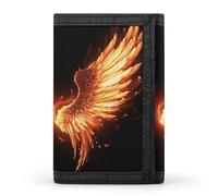 GHBNK Fire Angle Wings Small Wallet Trifold Wallets Purse with 1 Cash Compartment And 8 Card Slots Money Clip