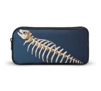 GHBNK Fish Bone Skeleton Pattern Pencil Case Holder Large Capacity Pencil Pouch - Holds 60+ Pens, Slim Pen Bag with Zipper Cosmetic Makeup Bag & Travel Toiletry Organizer