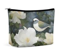 GHBNK Flamingo And Pineapple Cosmetic Bag Portable Toiletry Bag Travel Makeup Bags Makeup Organizer Lipstick Bags for Women, Gardenia Flowers Birds, One Size
