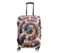 GHBNK Flower Maze Luggage Cover, Flower Maze Design Suitcase Protector, Personalized Stretchable Washable Travel Sleeve for 19-32 Inch Luggage X-Large, white, S, Flower Maze