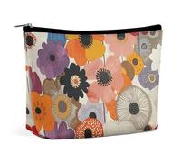 GHBNK Flowers And Leaves Cosmetic Bag Portable Toiletry Bag Travel Makeup Bags Makeup Organizer Lipstick Bags for Women, Oval Flower Pattern, One Size