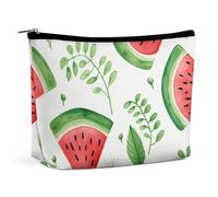 GHBNK Flowers And Leaves Cosmetic Bag Portable Toiletry Bag Travel Makeup Bags Makeup Organizer Lipstick Bags for Women, Watermelon Pattern, One Size