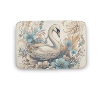 GHBNK Flowers and Swans Bath Mat, Super Absorbent Bath Rug, Non-Slip Quick Dry Shower Mat, Extra Thick Bathroom Rug, Washable Mats for Bathroom Floor Tub and Shower 19.7"x31.5"