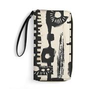GHBNK Foggy Mountain Pine Tree Wallets for Women Long Wristlet Leather Wallets with Zipper Holder Large Capacity Coin Pocket, African Print Design, 19.7x10.5cm, Modern