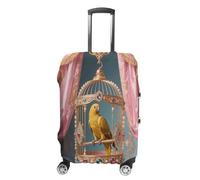 GHBNK Golden Parrot in Cage Luggage Cover, Golden Parrot in Cage Design Suitcase Protector, Personalized Stretchable Washable Travel Sleeve for 19-32 Inch Luggage X-Large, white, S, Golden Parrot in