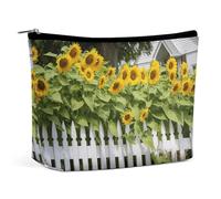 GHBNK Gorgeous Stars And Moon Cosmetic Bag Portable Toiletry Bag Travel Makeup Bags Makeup Organizer Lipstick Bags for Women, Sunflowers white picket fence, One Size