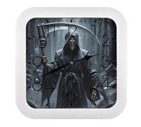 GHBNK Grim Reaper Wall Clock Silent Non-Ticking Clock 10 Inch Personalized Classic Square Decorative Digital Clocks for Kitchen, Living Room, Office, Bedroom, Bathroom